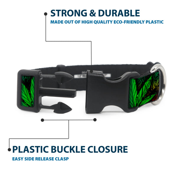 Buckle-Down Buckle-Down Plastic Buckle Dog Collar - Marijuana Haze Rasta/Black