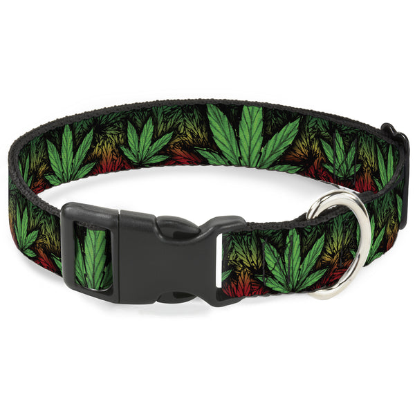 Buckle-Down Buckle-Down Plastic Buckle Dog Collar - Marijuana Haze Rasta/Black