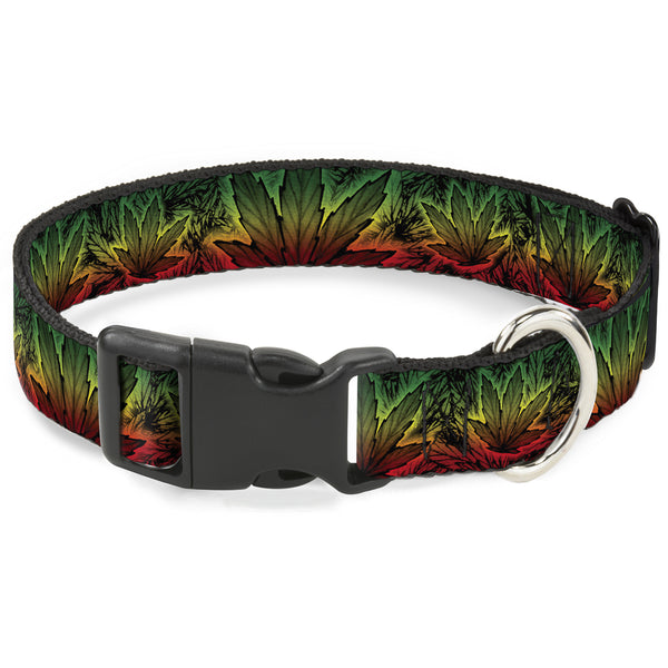 Buckle-Down Buckle-Down Plastic Buckle Dog Collar - Marijuana Haze Rasta/Rasta