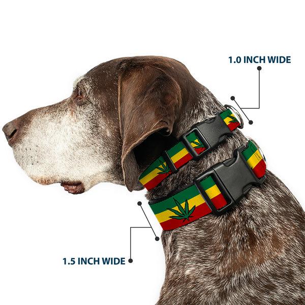 Buckle-Down Buckle-Down Plastic Buckle Dog Collar - Marijuana Leaf Repeat Rasta