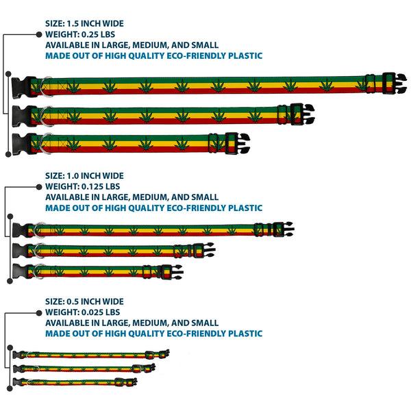 Buckle-Down Buckle-Down Plastic Buckle Dog Collar - Marijuana Leaf Repeat Rasta