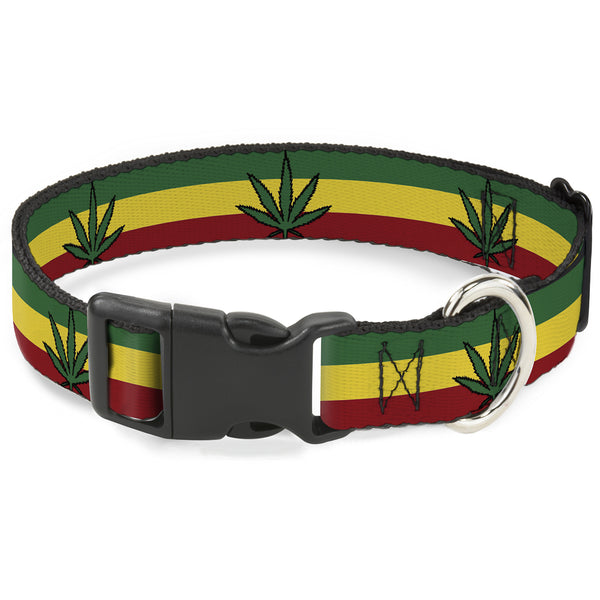 Buckle-Down Buckle-Down Plastic Buckle Dog Collar - Marijuana Leaf Repeat Rasta