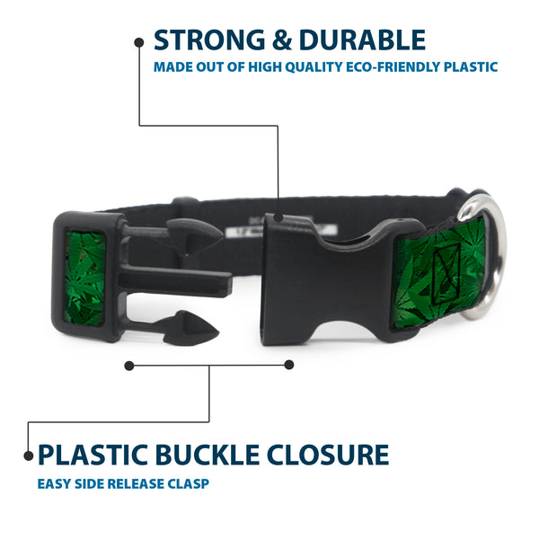 Buckle-Down Buckle-Down Plastic Buckle Dog Collar - Marijuana Leaves Stacked