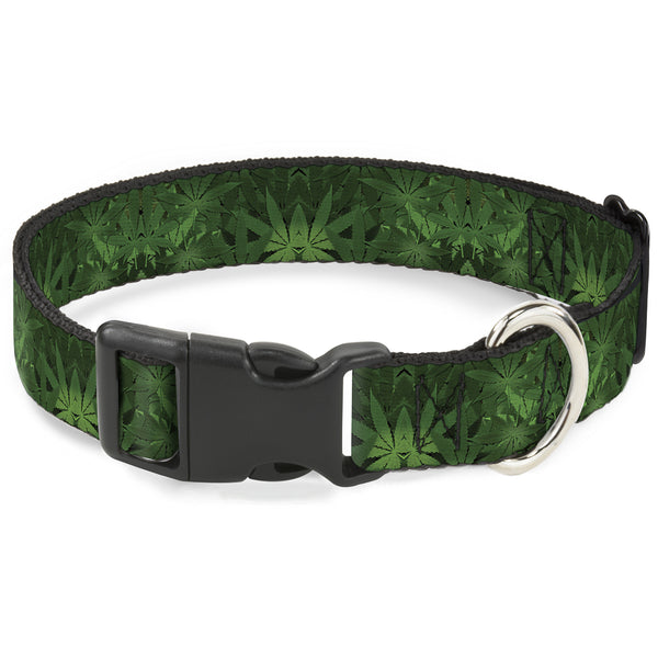 Buckle-Down Buckle-Down Plastic Buckle Dog Collar - Marijuana Leaves Stacked