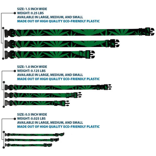 Buckle-Down Buckle-Down Plastic Buckle Dog Collar - Marijuana Leaf Close-Up