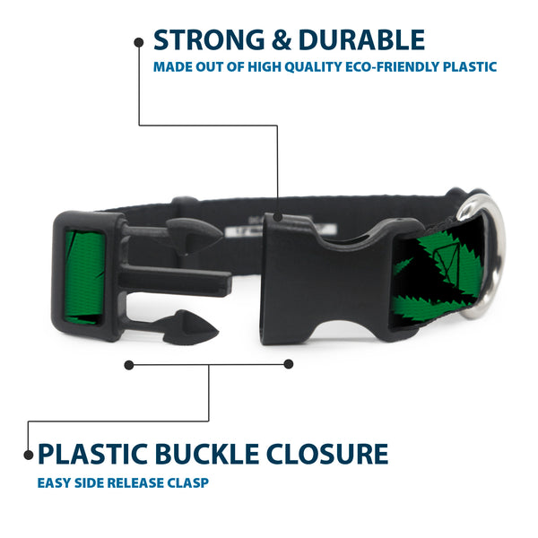 Buckle-Down Buckle-Down Plastic Buckle Dog Collar - Marijuana Leaf Close-Up