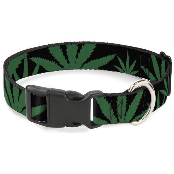 Buckle-Down Buckle-Down Plastic Buckle Dog Collar - Marijuana Leaf Close-Up