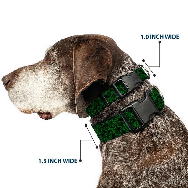 Buckle-Down Buckle-Down Plastic Buckle Dog Collar - Marijuana Leaves Stacked Black/Green