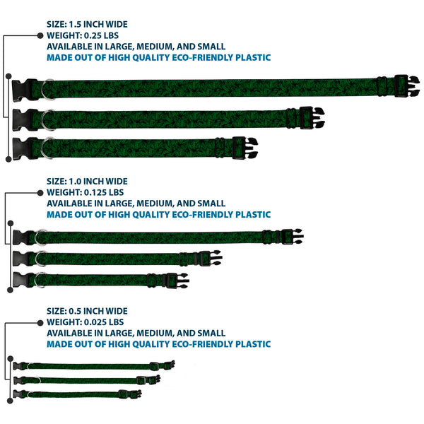 Buckle-Down Buckle-Down Plastic Buckle Dog Collar - Marijuana Leaves Stacked Black/Green