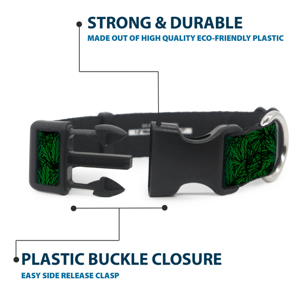 Buckle-Down Buckle-Down Plastic Buckle Dog Collar - Marijuana Leaves Stacked Black/Green