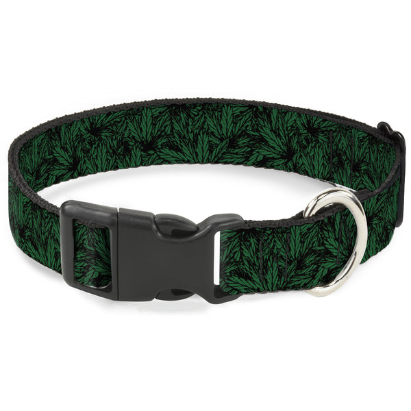 Buckle-Down Buckle-Down Plastic Buckle Dog Collar - Marijuana Leaves Stacked Black/Green