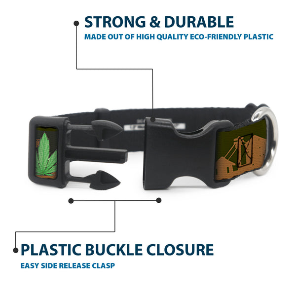 Buckle-Down Buckle-Down Plastic Buckle Dog Collar - Marijuana Leaf Skyline