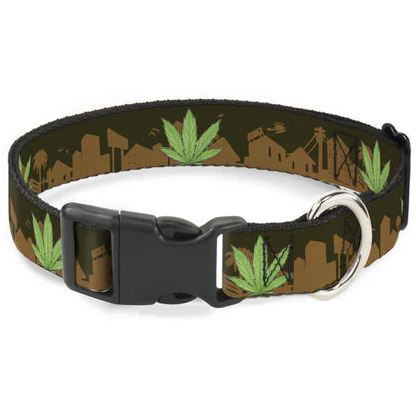 Buckle-Down Buckle-Down Plastic Buckle Dog Collar - Marijuana Leaf Skyline