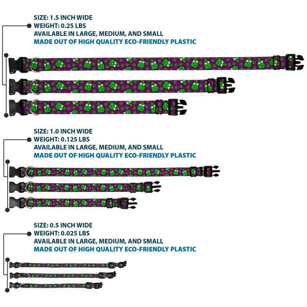 Buckle-Down Buckle-Down Plastic Buckle Dog Collar - Marijuana Nugs/Leaves Cartoon Purple/Green