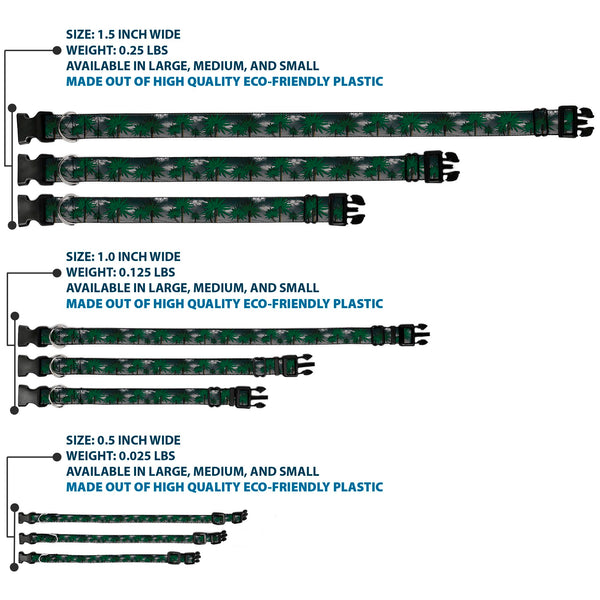 Buckle-Down Buckle-Down Plastic Buckle Dog Collar - Marijuana Palm Trees/Clouds