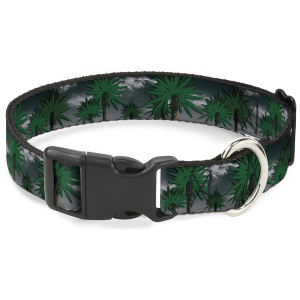 Buckle-Down Buckle-Down Plastic Buckle Dog Collar - Marijuana Palm Trees/Clouds