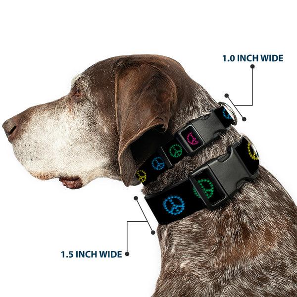 Buckle-Down Buckle-Down Plastic Buckle Dog Collar - Marijuana Peace Repeat Black/Multi Color
