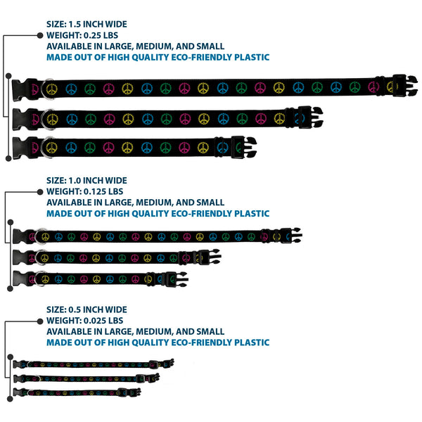 Buckle-Down Buckle-Down Plastic Buckle Dog Collar - Marijuana Peace Repeat Black/Multi Color