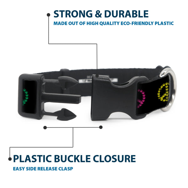 Buckle-Down Buckle-Down Plastic Buckle Dog Collar - Marijuana Peace Repeat Black/Multi Color