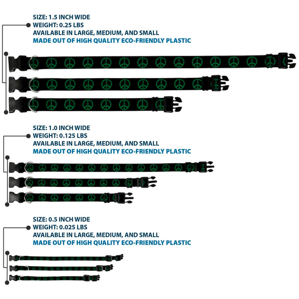 Buckle-Down Buckle-Down Plastic Buckle Dog Collar - Marijuana Peace Repeat Black/Green