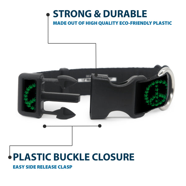 Buckle-Down Buckle-Down Plastic Buckle Dog Collar - Marijuana Peace Repeat Black/Green