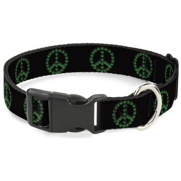 Buckle-Down Buckle-Down Plastic Buckle Dog Collar - Marijuana Peace Repeat Black/Green