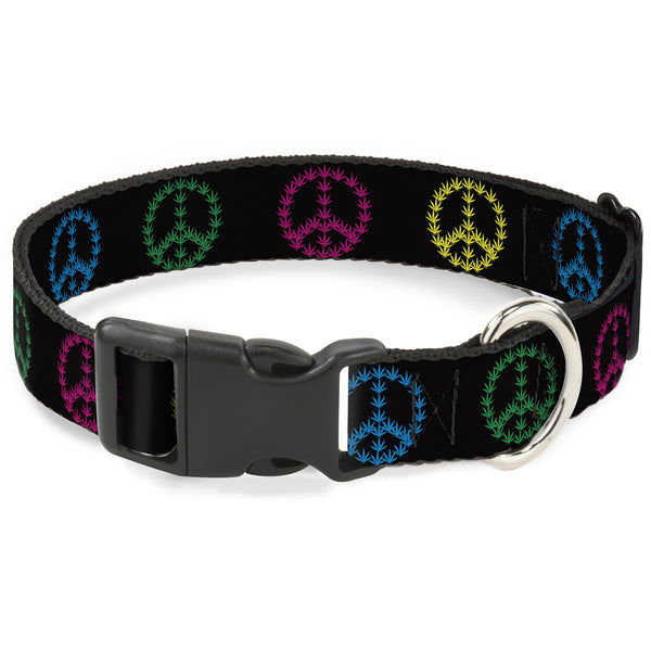 Buckle-Down Buckle-Down Plastic Buckle Dog Collar - Marijuana Peace Repeat Black/Multi Color