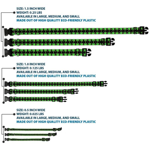 Buckle-Down Buckle-Down Plastic Buckle Dog Collar - Marijuana Reflection Black/Yellow/Green