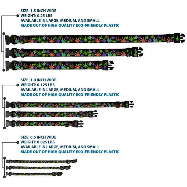 Buckle-Down Buckle-Down Plastic Buckle Dog Collar - Multi Marijuana Leaves Black/Multi Color