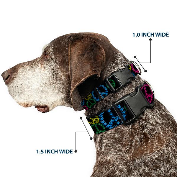 Buckle-Down Buckle-Down Plastic Buckle Dog Collar - Multi Marijuana Peace Black/Multi Color