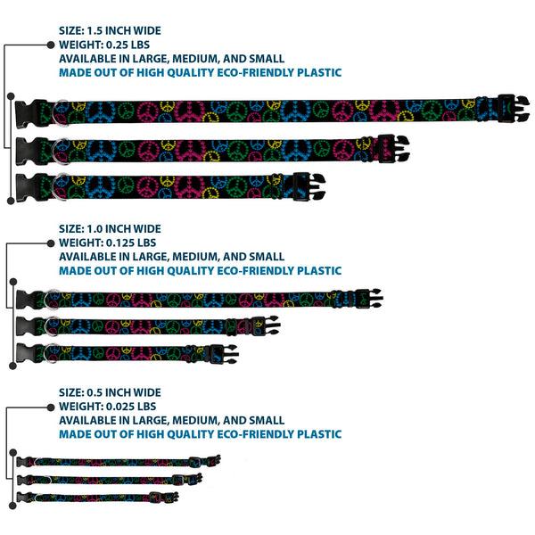 Buckle-Down Buckle-Down Plastic Buckle Dog Collar - Multi Marijuana Peace Black/Multi Color