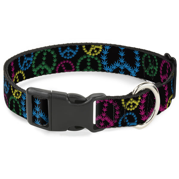 Buckle-Down Buckle-Down Plastic Buckle Dog Collar - Multi Marijuana Peace Black/Multi Color