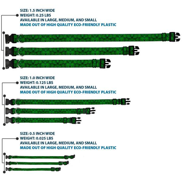 Buckle-Down Buckle-Down Plastic Buckle Dog Collar - Vivid Marijuana Leaves Stacked