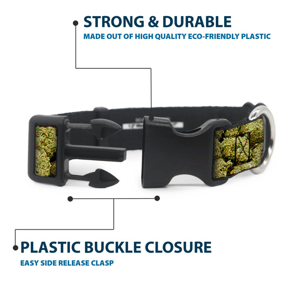 Buckle-Down Buckle-Down Plastic Buckle Dog Collar - Vivid Marijuana Nugs2 Stacked