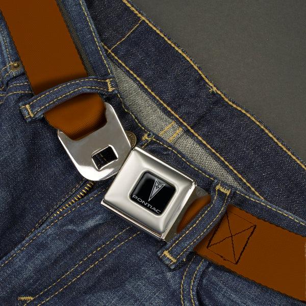 Buckle-Down Pontiac Seatbelt Belt - Brown Webbing
