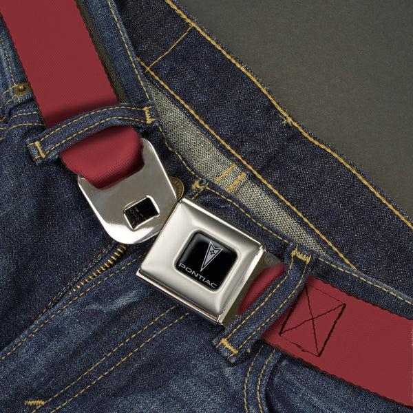 Buckle-Down Pontiac Seatbelt Belt - Burgundy Webbing