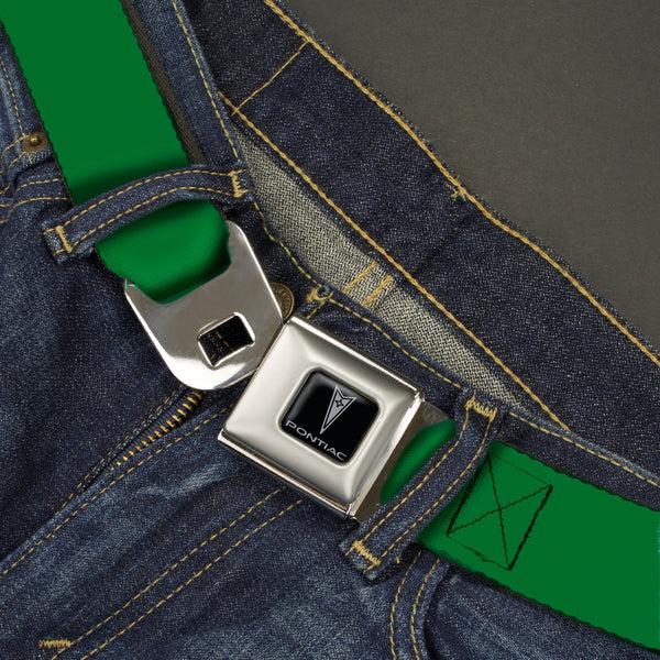 Buckle-Down Pontiac Seatbelt Belt - Green Webbing