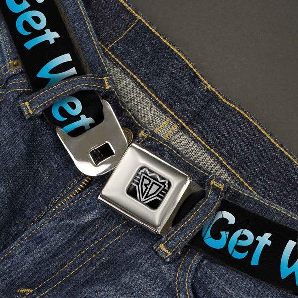Buckle-Down Seatbelt Belt - GET WET Black/Baby Blue