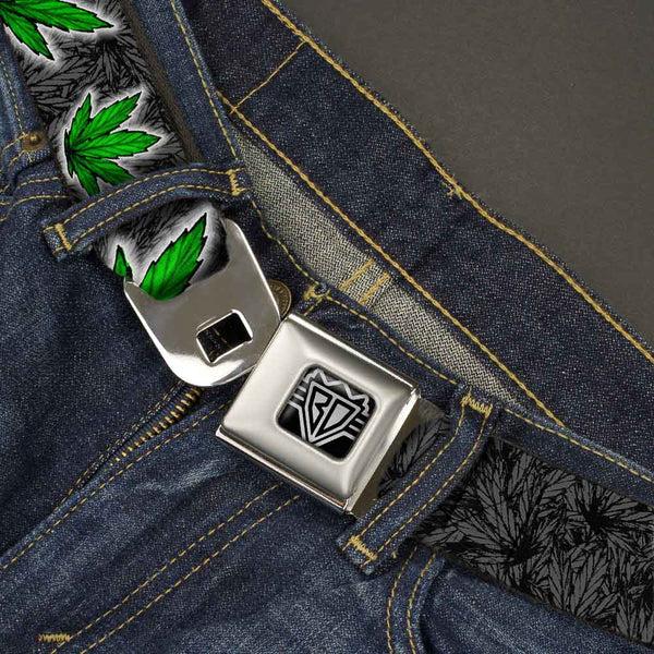 Buckle-Down Seatbelt Belt - Marijuana Haze Black