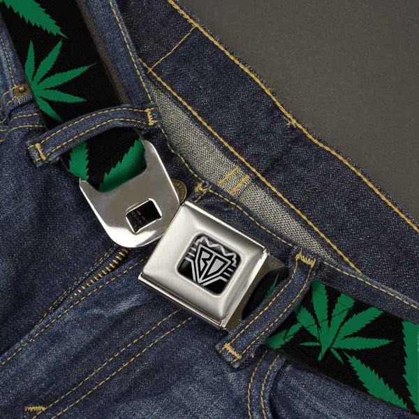 Buckle-Down Seatbelt Belt - Marijuana Leaf Close-Up