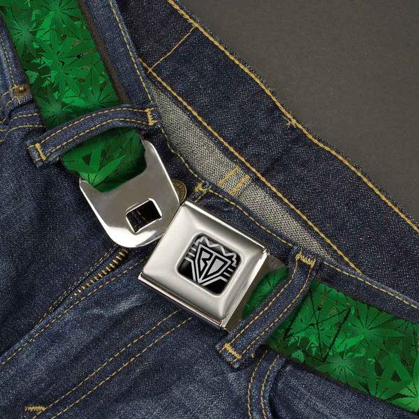 Buckle-Down Seatbelt Belt - Marijuana Leaves Stacked