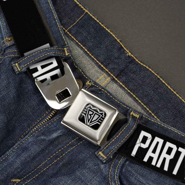 Buckle-Down Seatbelt Belt - PARTY NAKED Black/White