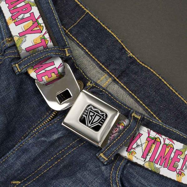 Buckle-Down Seatbelt Belt - PARTY TIME W/Drinks