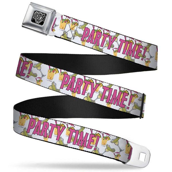 Buckle-Down Seatbelt Belt - PARTY TIME w/Drinks