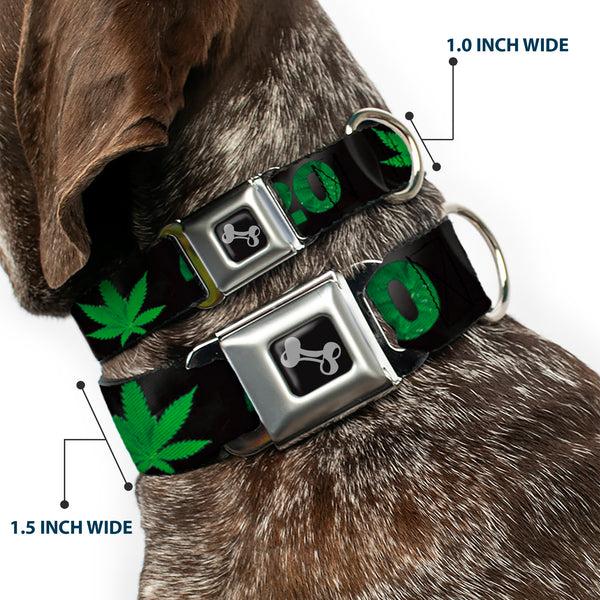 Buckle-Down Buckle-Down Seatbelt Buckle Dog Collar - 420/Pot Leaf Black/Smoke/Green