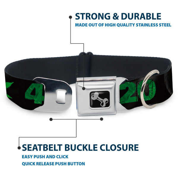 Buckle-Down Buckle-Down Seatbelt Buckle Dog Collar - 420/Pot Leaf Black/Smoke/Green