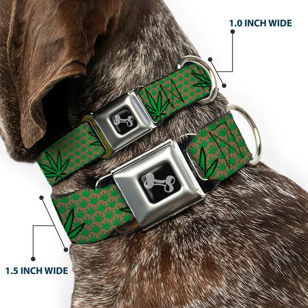 Buckle-Down Buckle-Down Seatbelt Buckle Dog Collar - Marijuana Garden Tan/Green