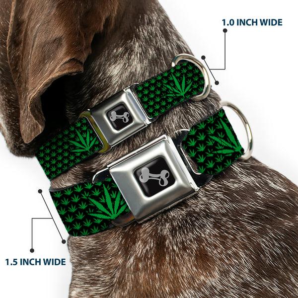 Buckle-Down Buckle-Down Seatbelt Buckle Dog Collar - Marijuana Garden Black/Green