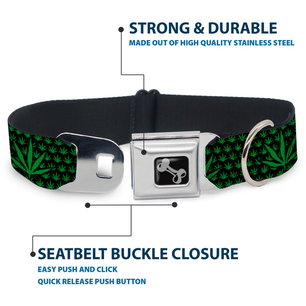 Buckle-Down Buckle-Down Seatbelt Buckle Dog Collar - Marijuana Garden Black/Green