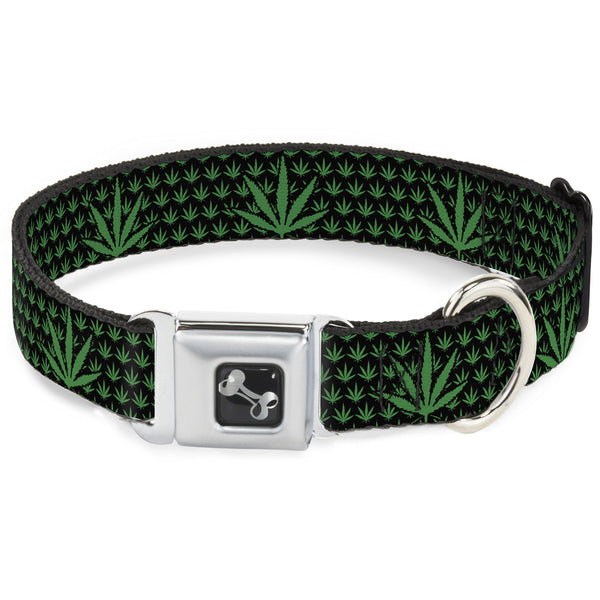 Buckle-Down Buckle-Down Seatbelt Buckle Dog Collar - Marijuana Garden Black/Green